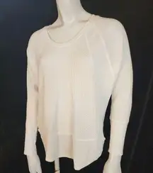 Lazy Sundays White Waffle Knit Long Sleeve Top (S)