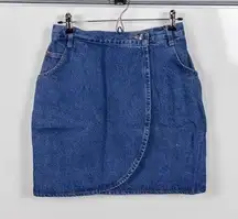 Vintage Wrap Front Denim Skirt