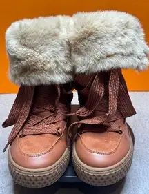 Aerosoles Zoya Brown Cognac FUR Boots Size 7 NEW