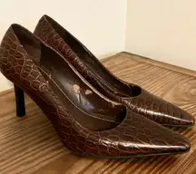 💥 Ralph Lauren Latitia Croc Embossed Leather Heels
