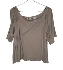 Michael Stars Women's Tank Top Scoop‎ Neck Cropped Short Sleeve Beige One Size