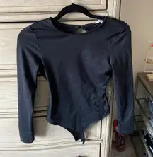 Backless Black Long Sleeve Bodysuit 