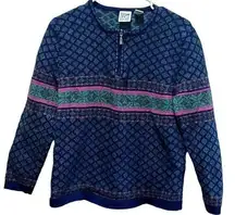 FIELD GEAR Colorful Lambswool Blend 1/4 Zip Knit Sweater in Women's Size Medium