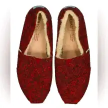 Toms Shoes Women’s size 12  Alpargata Sweater Slip On Flats Red Comfort Casual