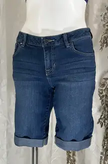 APT 9 Women’s Size 6 Bermuda Jean‎ Shorts Dark Wash Stretch Cuffed Denim