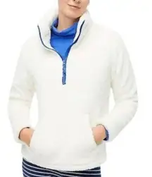 NWOT J. Crew Factory Womens XS Long Sleeve Half-Zip Sherpa Pullover Jacket White