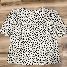 Melloday Polka Dot Cream Blouse Women’s Small