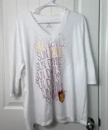 EUC‎ Jansport women’s solid white 1/2 sleeve Sun Devils v-neck tshirt top XXL