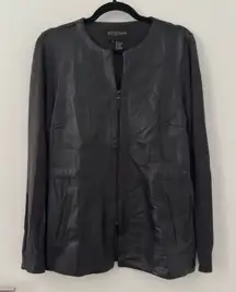 Vintage Y2K Etcetera Leather Jacket Size Large L 100% Leather Mixed Media 2000s