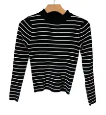 Petal + Pup Sweater Womens Sz 4 Black White Striped Ribbed Long Sleeve High Neck