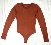 Long Sleeve Crew Bodysuit - Burnt Orange - S