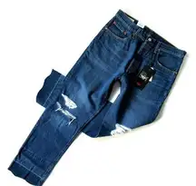 NWT Levi's 501 Original in Bottom Line Cut-off Hem High Rise Straight Jeans 32
