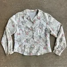 Vintage 90s Pastel Desert Chevron Cactus Button Up Cowgirl Western Shirt