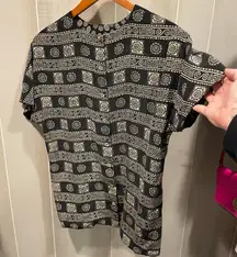 Cute vintage 90s silky aztec dream boho sun reversible button blouse