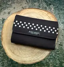 Vintage 90s Kate Spade black polka dot logo medium snap wallet