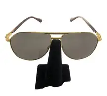 Gucci 59 MM Slim Metallic Frames Contrast Temples Classic Aviator Sunglasses