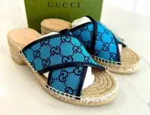 Gucci Multicolor GG Supreme Espadrille Sandals