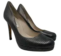 L.K. Bennet London Bronze Textured Platform Leather Pumps 36