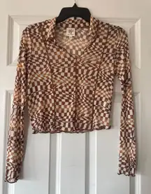 mesh brown top