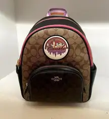 Coach  Court Backpack In Blocked Signature Canvas With Souvenir Patches c6920