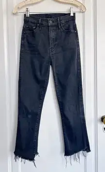 MOTHER • The Insider Crop Two Step Fray jeans ankle Not Guilty black flare