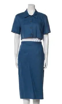 Reformation Two Piece Linen Skirt Set Lansby Blue Size 4 S