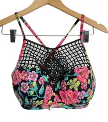 Shade & Shore Floral Caged Push Up Bikini Top Size 34D‎