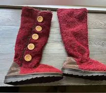 Muk luks Button Up Knit Boots Faux Fur Trim Winter Warm‎ Comfy Size 6