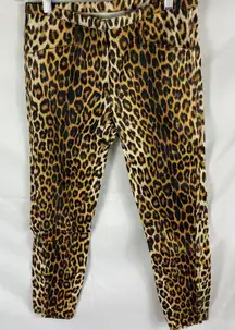 3.1 Phillip Lim Lamb Leather Skinny Pants Black Brown Leopard Print Size 2