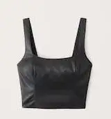 Faux Leather Squareneck Top