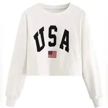 Women's Crop Top Letter Printed Sweatshirt Size Medium