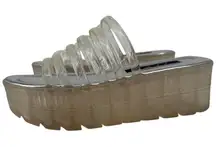 ZARA Women's Clear Jelly Platform Slides Sandals EU 39 US 8 Chunky Heel Modern