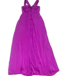 Jill Stuart Dress Womens 0-2 X Small Purple Crepe Cutout Long Gown Strapless