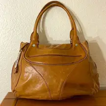 Cole Haan  Cognac Brown Soft Leather Multi Pocket Satchel Handbag