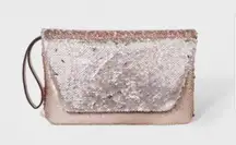 Two-Way Sequin Flap Clutch - A New Day™ Rose/Silve
