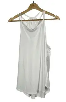 Layer 8 White Double Strap Tear Drop Athletic Tank Top L