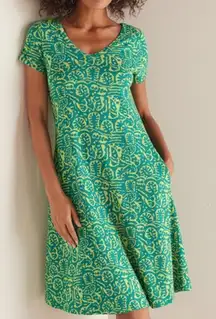 Soft Surroundings Santiago Gaia Tropical Green Pullover Short Sleeve Midi Dress