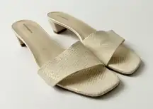 Reformation Christina Slide Sandal in Almond Snake Emboss Size 7