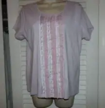 Susan Bristol knit top size L Excellent condition 100% cotton pale lavender/pink