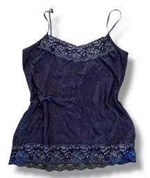 Cami Tank L Gray/Blue Lace Top Bottom ASO Elena Gilbert Fairy Goth New Y2k vtg