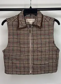 Vintage VTG Marsh Landing Cropped Plaid Wool Blend Vest size S Small