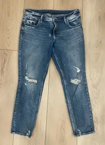 Silver Jeans Boyfriend Distressed Blue Jeans 31 x 29