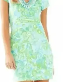 Lilly pulitzerer women’s green harper any fins possible pom pom shirt dress