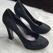 Jesica Simpson Black Suede Platform Heels