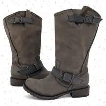 Freebird By Steven Prince Boot Gray Engineer Buckle Biker Moto Boots Size 7