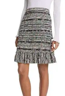 Ann Taylor  Mixed Tweed Fringe Ruffle Skirt Size 16, Lined, Boho Chic Office Wear