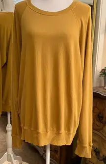 Aerie Mustard Oversized Crew Neck Sweatshirt