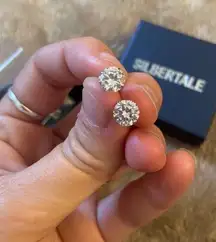 One Pair of Sterling Silver Cubic Zirconia Studs