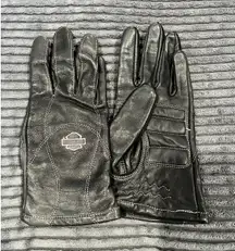 Harley Davidson women’s leather gloves black pink logo riding gear M
