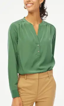 J.Crew Factory Petite Popover Placket Blouse in Gatlin Green Petite Small PS NWT